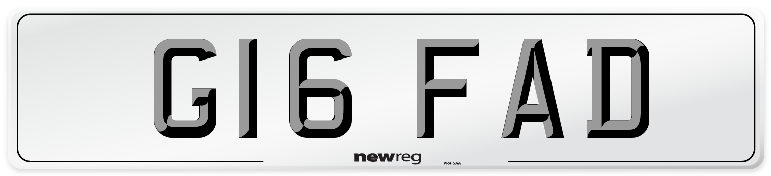 G16 FAD Number Plate from New Reg